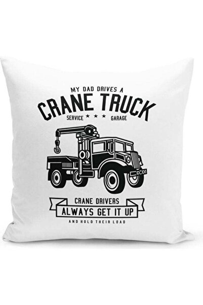 Generic Crane Truck Design Decorative Pillow White/Black
