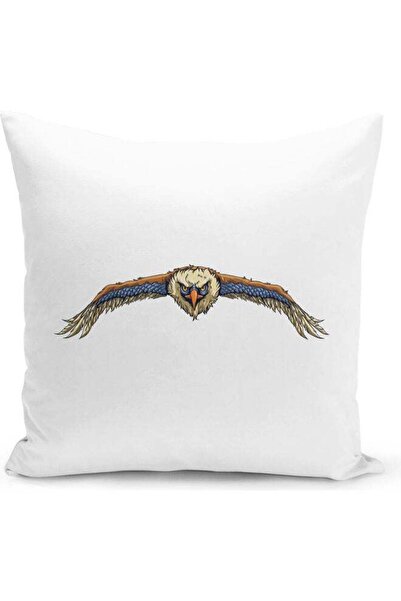 Generic Eagle Printed Decorative Throw Pillow White/Blue/Brown 40x40cm