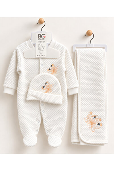 Baby Gift Winter Newborn Baby 3 Piece Set Romper with Hat and Shawl - Flower ...