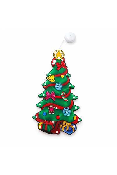 Generic Brand Decor festiv pentru fereastră cu iluminare LED, model brad, 26 ...