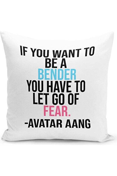 Generic Avatar Aang Airbender Quote Themed Throw Pillow White/Pink/Blue 16x16...