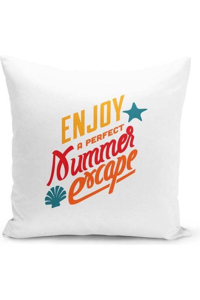 Generic Enjoy A Perfect Summer Design Print Decorative Throw Pillow Multicolour