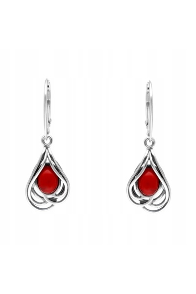 NO BRAND Cercei de argint cu coral |   bijuterii elegante de damă |   argint 925