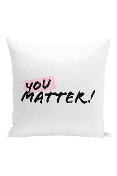 Generic You Matter Motivational Quote Decorative Pillow White/Black/Pink 16x1...