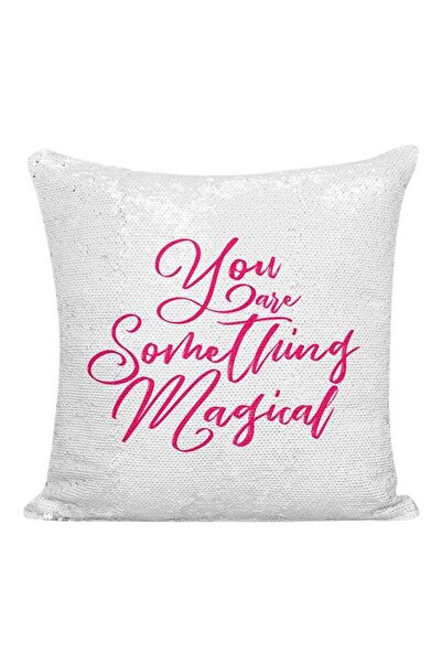 Generic You Are Something Magical Couples Quote Sequined Decorative Pillow Wh...