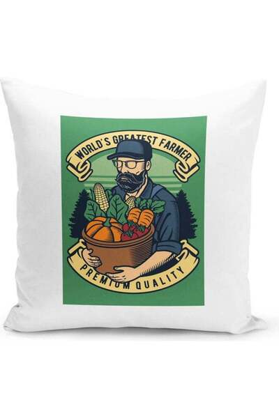 Generic Greatest Farmer Themed Decorative Throw Pillow White/Green/Yellow 40x...
