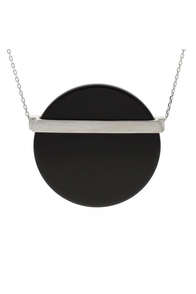 NO BRAND Colier elegant din onix, argintiu