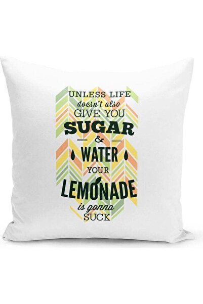 Generic Life Motivation Themed Decorative Throw Pillow White/Green/Yellow 40x...