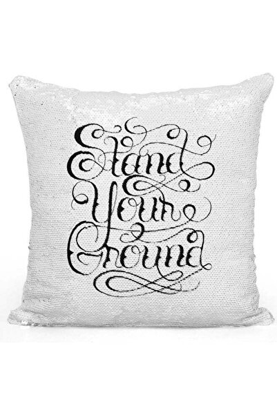 Generic Stand Your Ground Quote Themed Sequin Decorative Throw Pillow White/S...