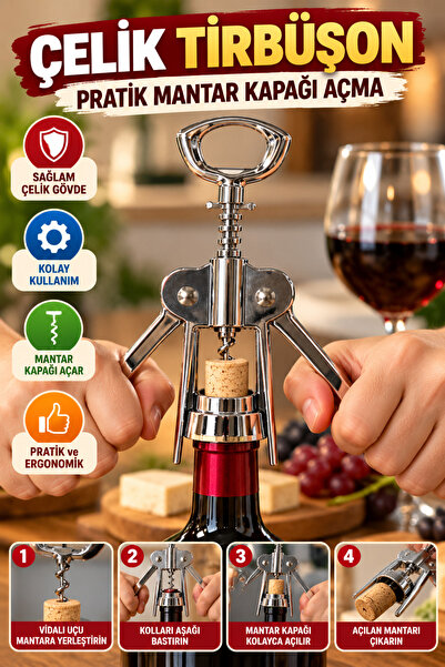 OpenCity Steel Corkscrew Cork Opener Double Handle Metal Body Screw Tip Bottl...