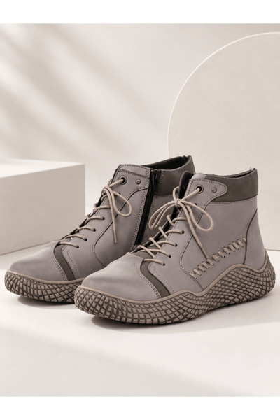 İNZE AYAKKABI Women's Genuine Leather Lace-Up Boots Model Name: Hestia
