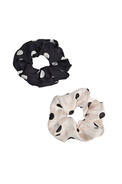 OEM Elastice Textile Satinate Păr negru Bej cu Buline pentru femei - 2buc – ț...