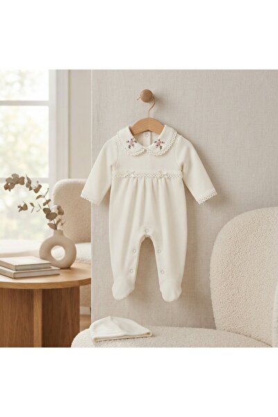 Pure Boutique Βρεφική κοριτσίστικη βαμβακερή ολόσωμη φόρμα με μποτάκια, σκουφ...