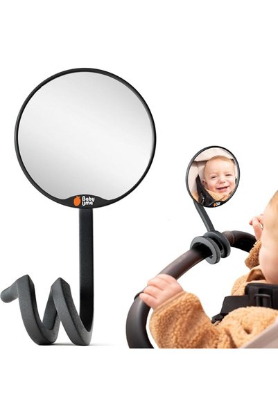 Baby Uma مرآة لعربة الأطفال - مرآة مقاومة للكسر بنسبة 100%، قابلة للتثبيت بمش...