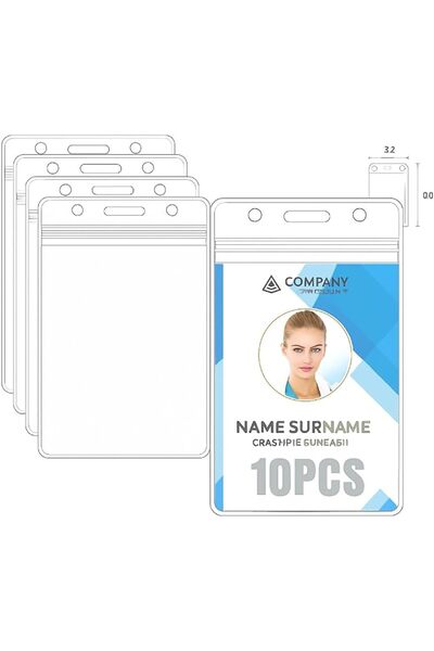 GENERAL حافظة بطاقات هوية بلاستيكية شفافة من مادة PVC، تصميم عمودي مع قفل بسح...