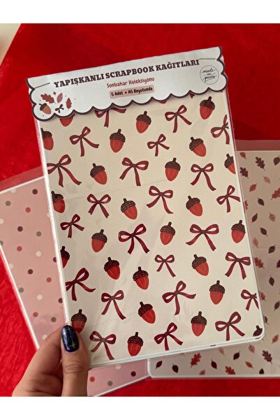 Yapışkanlı Scrapbook Kağıdı Sonbahar Koleksiyonu – A5 5 Farklı Desen Journal Ajanda Dekor Arka Plan Kağıdı
