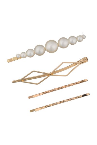 Jumbo Clame Păr cu Forme Geometrice și Margele pentru femei 7cm - 4buc – aran...