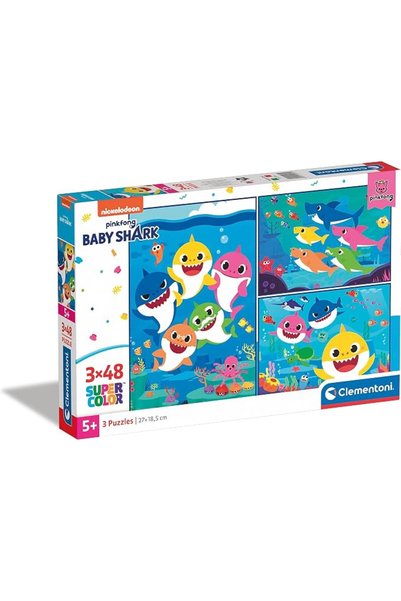 Baby Clementoni كليموني بازل سوبر كولور بيبي شارك 3×48 قطعة (32 × 22 سم) - لل...