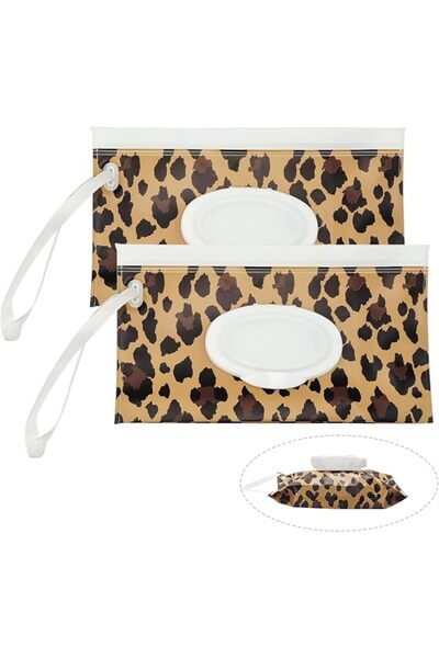 itechpanda 2 Pack Portable Baby Wipes Dispenser Holder Set, Leopard Print Ref...