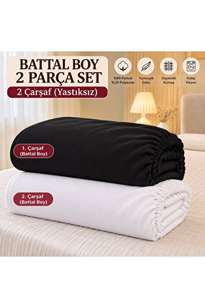 NURLATEX HOME COLLECTİON Komplet crno-belih posteljina veličine Battal, 2 del...