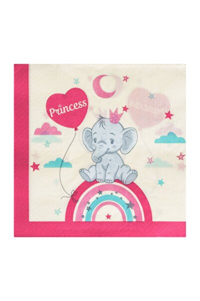OEM Set 12 șervețele 33x33 cm, 2 straturi, elefant-prințesă și curcubeu – mas...