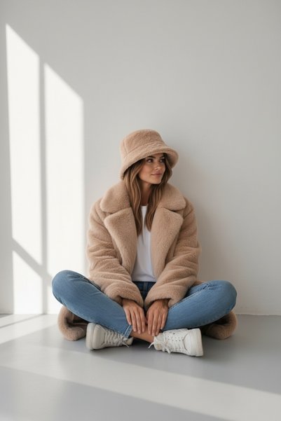 pırıltı fashıon and stone tekstil, hazır giyim Imported Luxury Plush Bucket Hat / Women's Winter Bucket Hat
