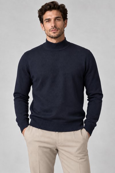 cto your style Pulover tricotat pentru bărbați, albastru marin, slim fit, cu ...