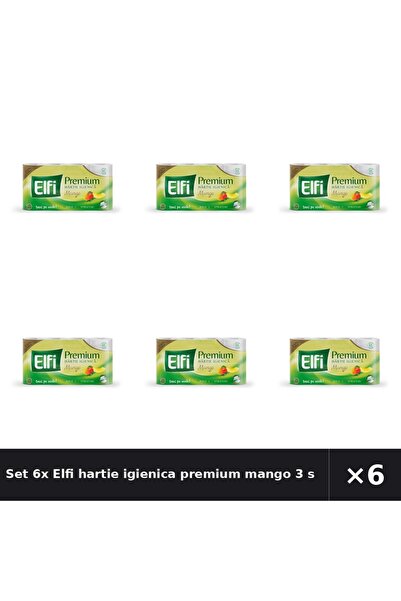 Elfi Set 6x hartie igienica premium mango 3 straturi, 150 foi, 8 role/set