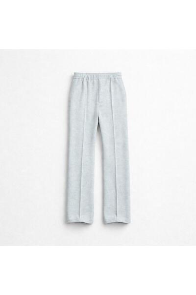 Generic Brand Men's Light Gray Cotton Trousers with Wide Cut and Elastic Wais...