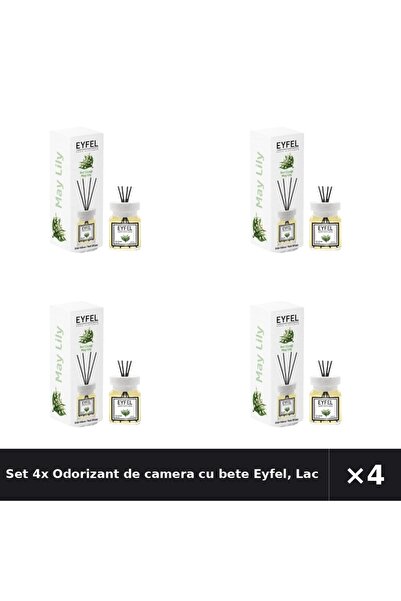 Eyfel Set 4x Odorizant de camera cu bete Eyfel, Lacramioare, 120 ml