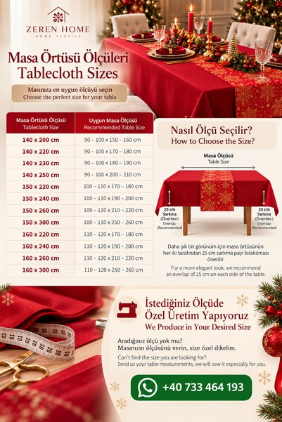 Zeren Home Set față de masă roșie de Crăciun și covoraș cu fulgi de zăpadă – Veselă de Crăciun rezistentă la lichide și pete