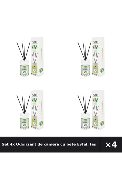Eyfel Set 4x Odorizant de camera cu bete Eyfel, Iasomie, 120 ml