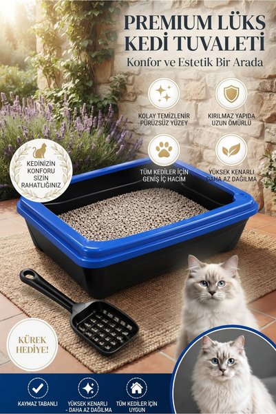 CKV CENTER Kedi Tuvaleti Açık Tuvalet Kabı Kürek ile Gönderilir