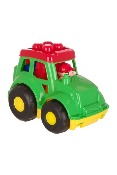 OEM Set Mașină de Construcție Verde cu Cuburi de Construcție - 7piese – const...