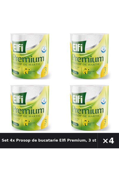 Elfi Set 4x Prosop de bucatarie Premium, 3 straturi, 1 rola, 300 foi