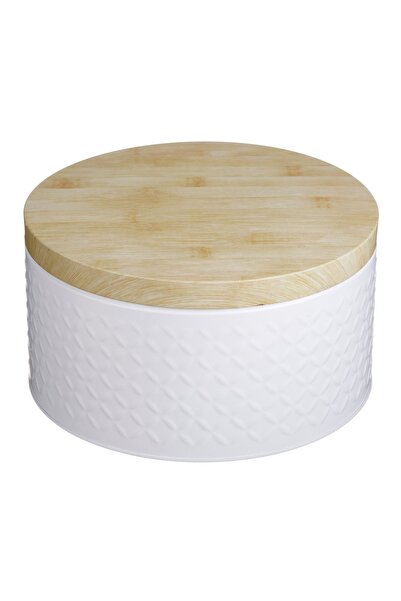 OEM Cutie metalică rotundă pentru biscuiți Ø19,5x10 cm, capac efect lemn – pă...