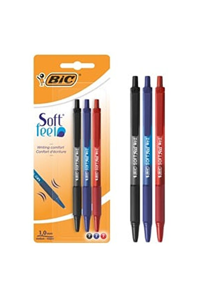 OEM Комплект химикалки BIC Soft Grip сини, червени, черни 1.0 мм - 3 броя