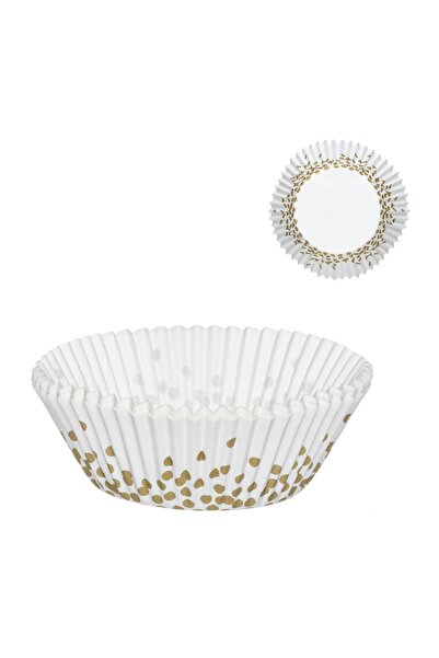 OEM Set 100 forme de copt albe Ø10,5 cm cu buline aurii – porționare rapidă ș...