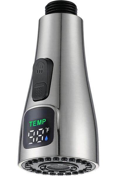 Hepiide رأس صنبور مطبخ قابل للاستبدال، رأس رش للمطبخ مع شاشة LED لعرض درجة ال...