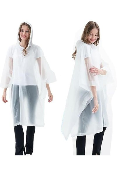 OriTi 2 Pack Reusable Rain Ponchos with Drawstring Hood for Adults, Reusable ...