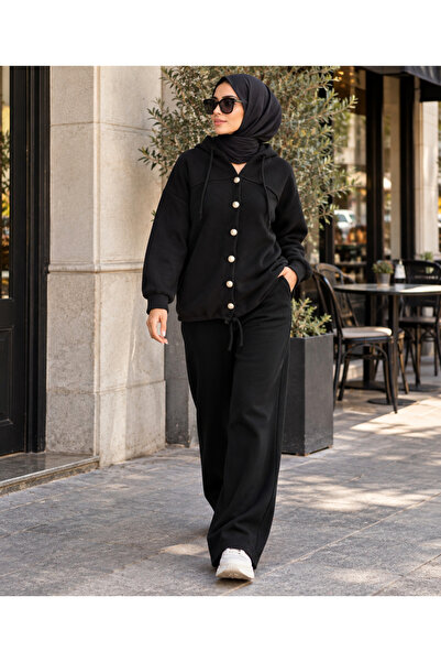 Budan Export Women's Hooded, Buttoned, Side-Pocketed, Comfortable Fit Knitwea...