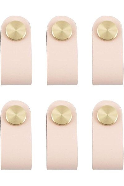 GENERAL 6 Pieces Leather Handle Pulls Handmade Leather Cabinet Drawer Handle ...