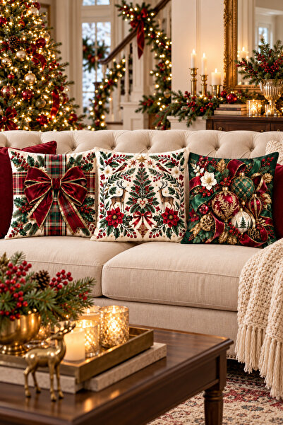 ayshome textile مجموعة أغطية وسائد مكونة من 3 قطع بنمط ماكسيمالست لرأس السنة ...