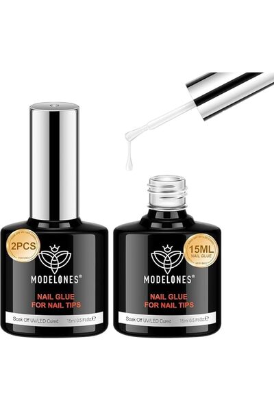 modelones Store Modelones 2Pcs 4 in 1 Nail Glue Base Coat NailPolish Set Brus...