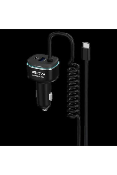Powerology 120W Fast Car Charger - Black/Grey