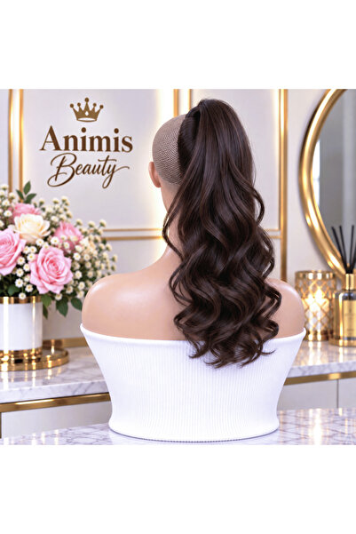 animis beauty Extensie de coadă de cal maro, ondulată, cu cărare laterală, 45...