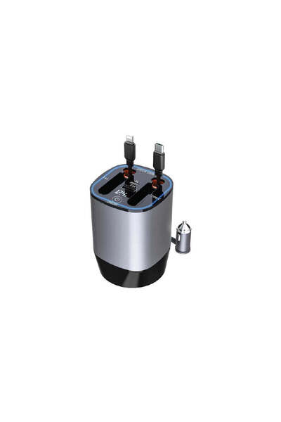 Green Lion Multifunctional Car Charger 38W - Gray