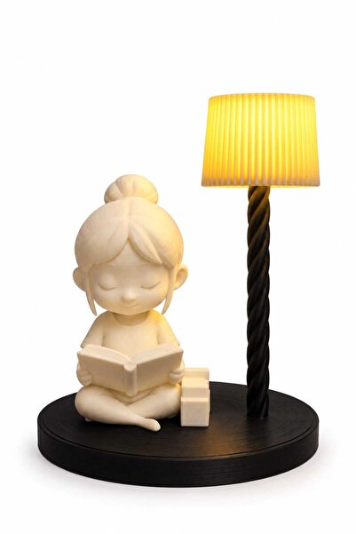 perim3d Kitap Okuyan Genç Kız Figürlü Dekoratif Mini Masa Lambası – Kitaplık ...