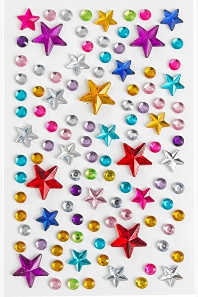 yiğit aksesuar Yıldızlı Karışık renk Nail art saç yüz tırnak defter kitap dek...