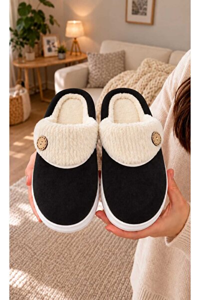 W-Luvion Women's Button Detailed, Soft, Plush, Washable Home Slippers, High T...